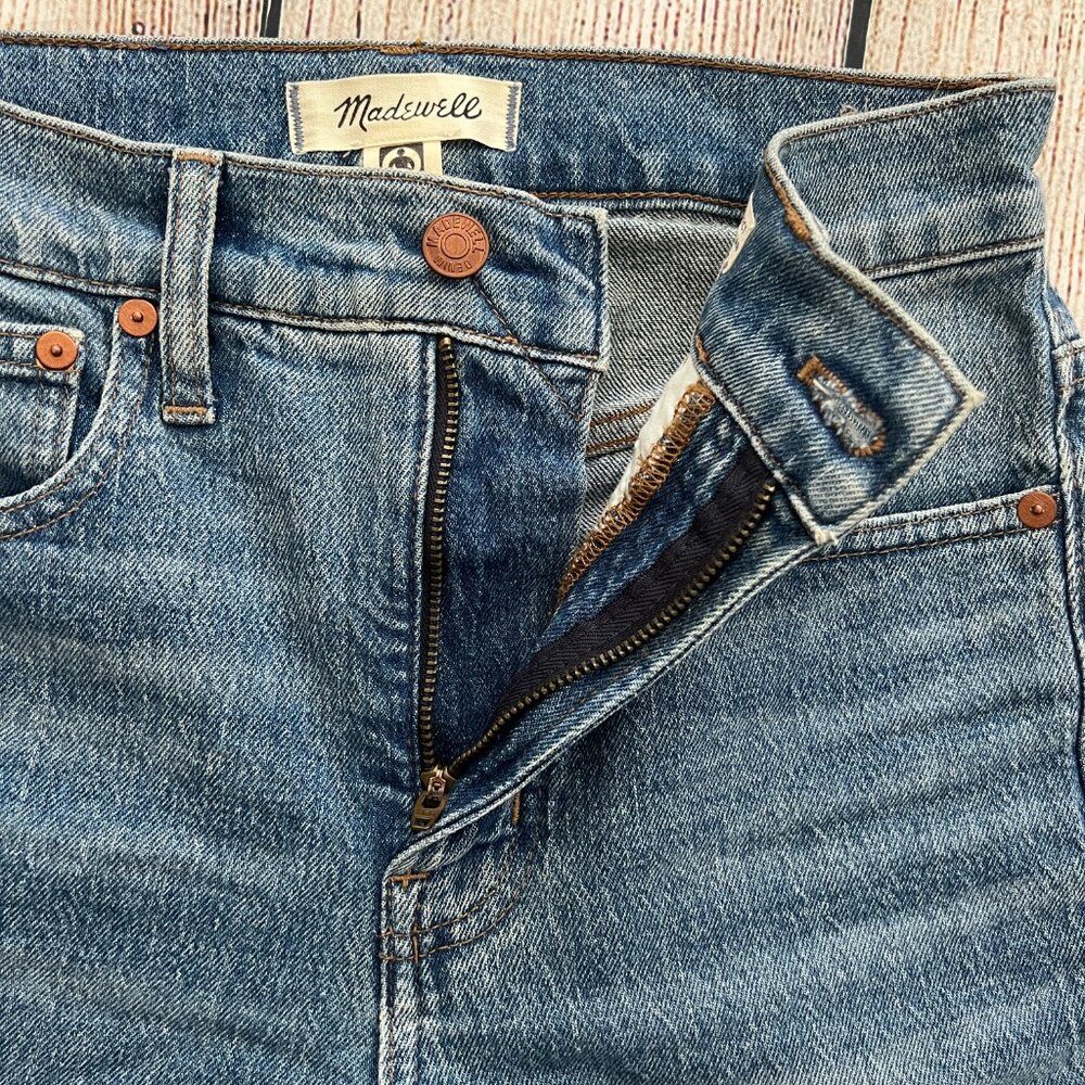 D1-- MADEWELL blue women' cut hem stretch casual perfect vintage jeans 24 - Picture 3 of 10